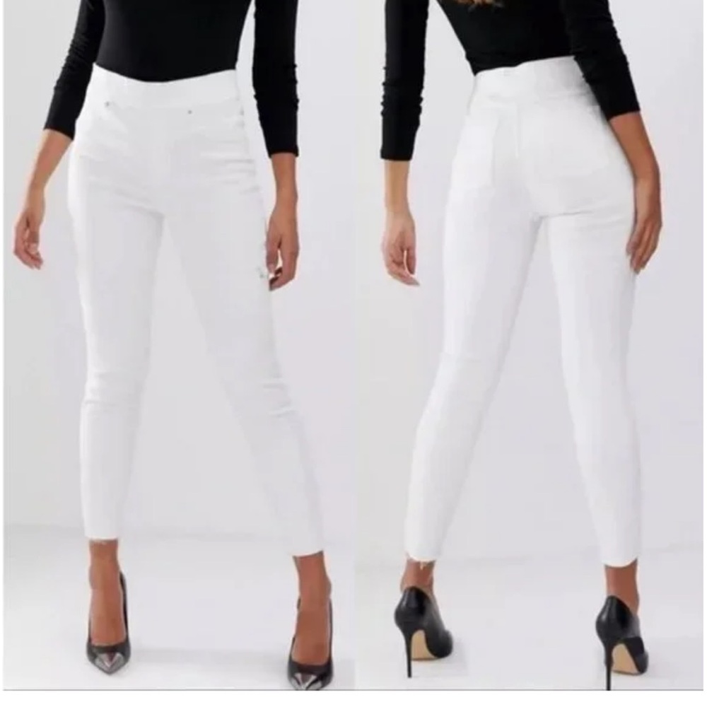SPANX White Distressed Skinny Raw Hem Jeans Sz S #S3